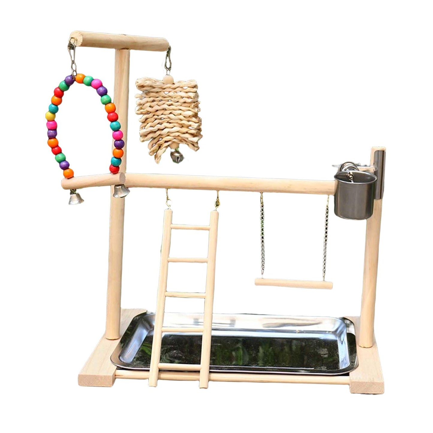 Solid Wood Pet Parrot Playstand Bird Playground Bird Playpen Bird Gym Ladder Bird Stand Bite Toy Ladder Stand Ladder for Budgie