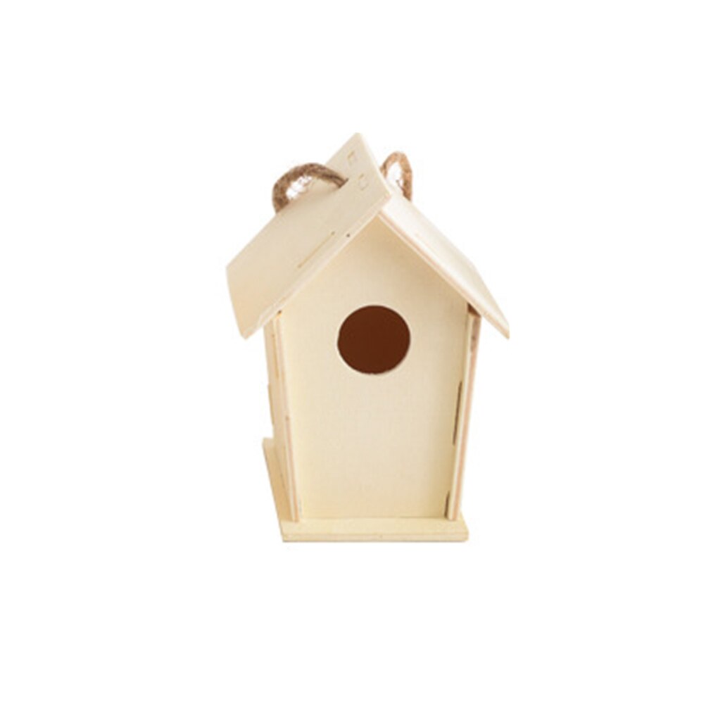 Bird Wood House with Lanyard Outdoor Unfinished DIY Accessory Pet Supplies Hanging Birdhouse for Outside Balcony