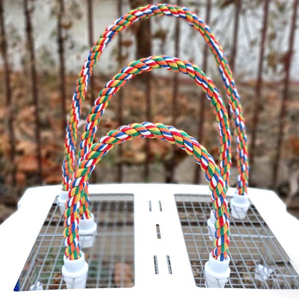 Bird Bite Toy Multi-color Parrot Standing Woven Rope Toy Bird Chew Toy Bendable Pet Parrot Standing Perches For Parakeet