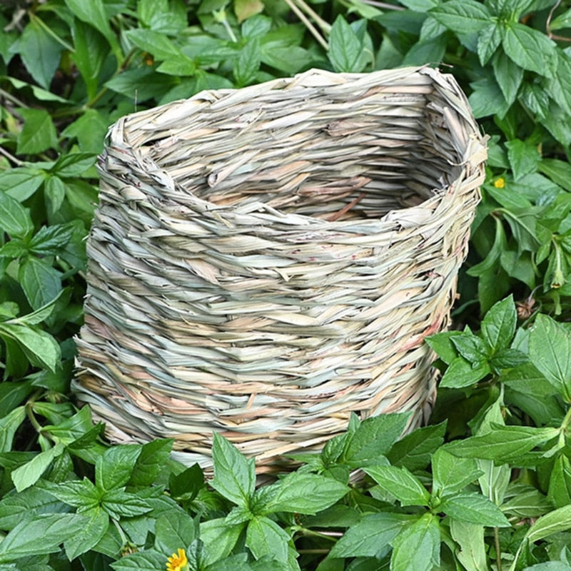 Rabbit Grass Bed Natural Straw Woven House Bunny Chew Toys Hay Nest Tunnel for Hamsters Chinchillas Mice Small Animals F10 22