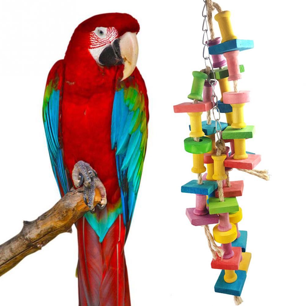 Parrot Wooden Chewing Toys Natural Tearing Toys Birdcage Accessories For Large Medium Small Birds