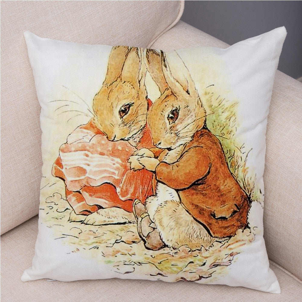 Cute Cartoon Rabbit Soft Plush Cushion Cover for Sofa Home Children Room Decor Fairy Tale Animal Pillowcase Pillow Case Covers