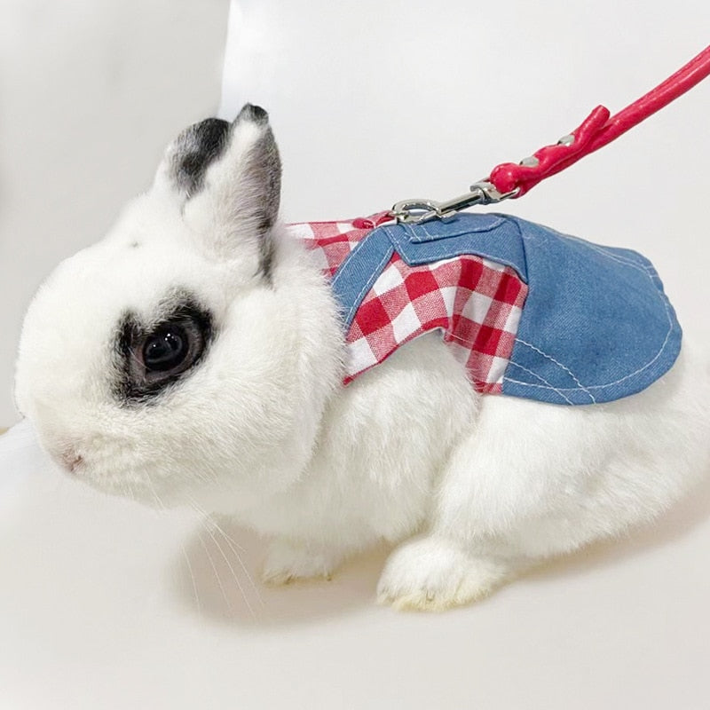 Cute Bunny Pet Vest Accessories Outdoor Leash Rabbit Clothes Harness Strap Leash for Rabbit Dress Clothes Harness for Rabbit