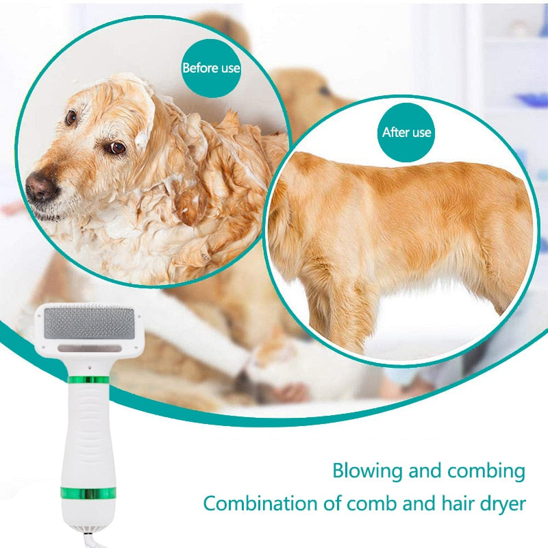 Pet Hair Dryer Portable 2 in 1 Dog Hair Dryer Home Pet Grooming Cat Hair Comb Dog Fur Blower Adjustable Temperature Pet Brush