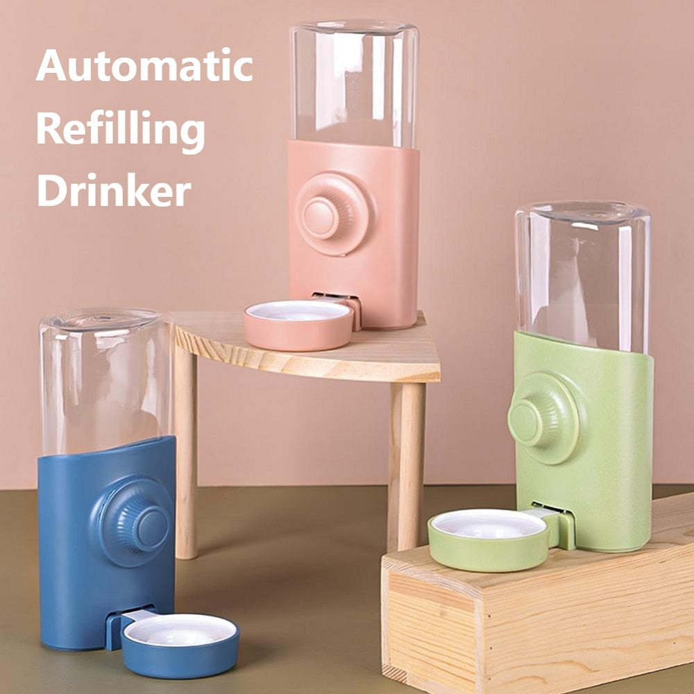 600ml Hanging Water Dispenser for Rabbit Guinea Pig Chinchilla Hedgehog Automatic Refilling Large Capacity Siphon Feeding Kettle