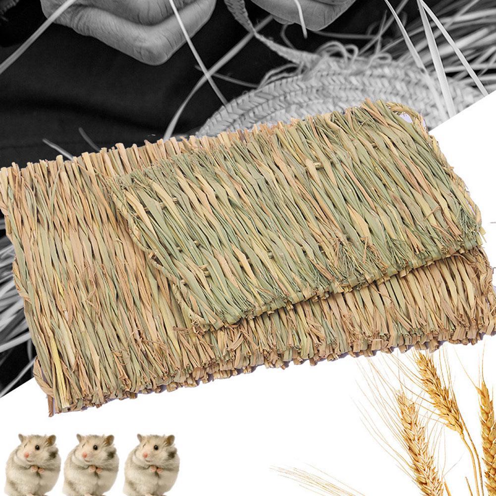 New Rabbit Grass Chew Mat Hamster Guinea Pig Cage Bed Nest Chew Woven House Small Animal Mat Rabbit Straw Pet Accessories P I2p7