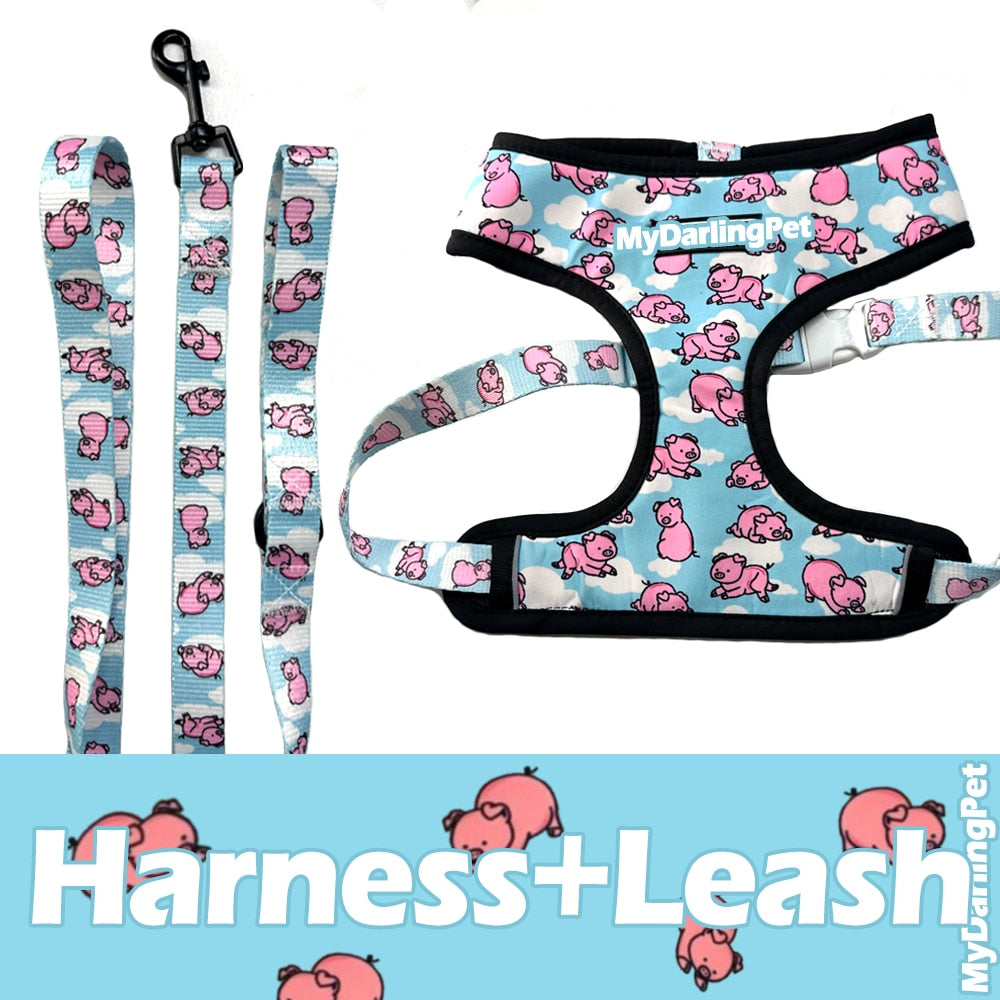 Pug Small Dog Harness No Pull Dog Vest Harness for Small Medium Dogs Breathable Pets Puppy French Bulldog Dog Harness Leash Set