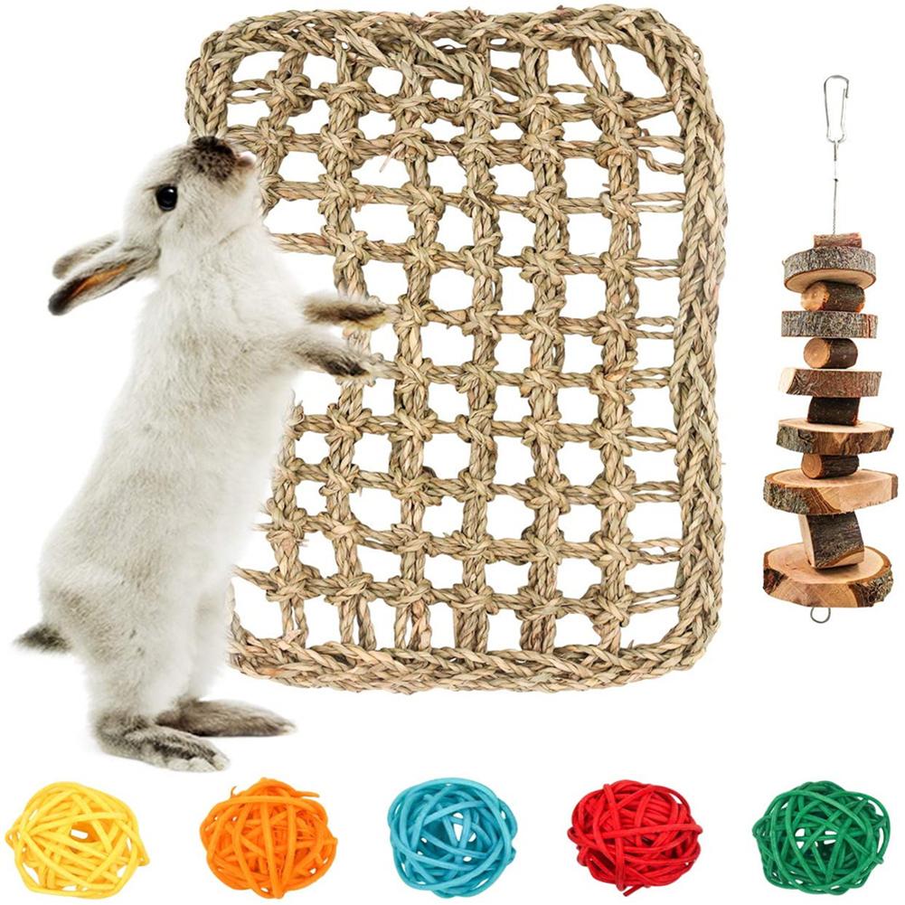 7pcs/set Bunny Chew Toys Simple Installation Cage Protective Toy For Rabbit Guinea Pig Chinchilla Hamsters Teeth Cleaning