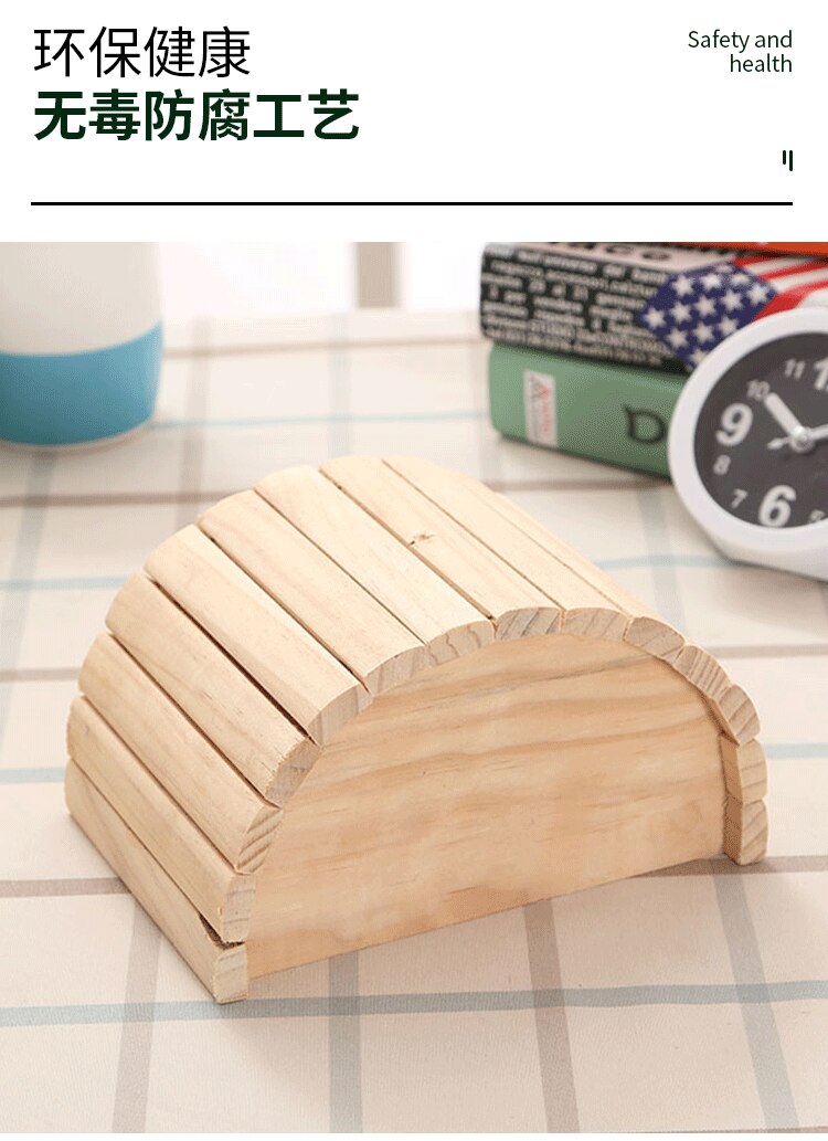 Handmade Eco-friendly Hamster Semicircle Wooden House Guinea Pig Djungarian Hamster Mini Hedgehog Rabbit Totoro Wooden Room
