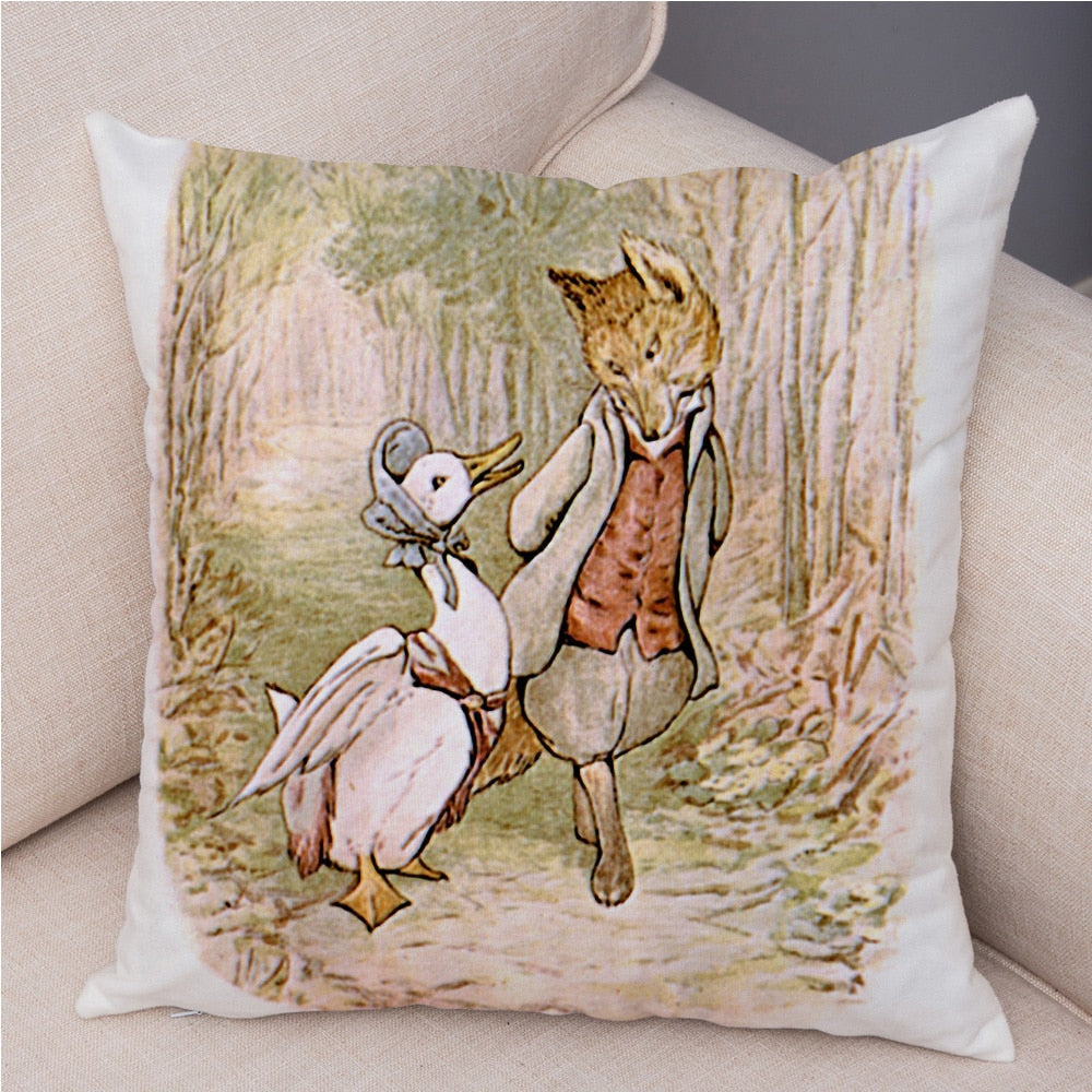 Cute Cartoon Rabbit Soft Plush Cushion Cover for Sofa Home Children Room Decor Fairy Tale Animal Pillowcase Pillow Case Covers