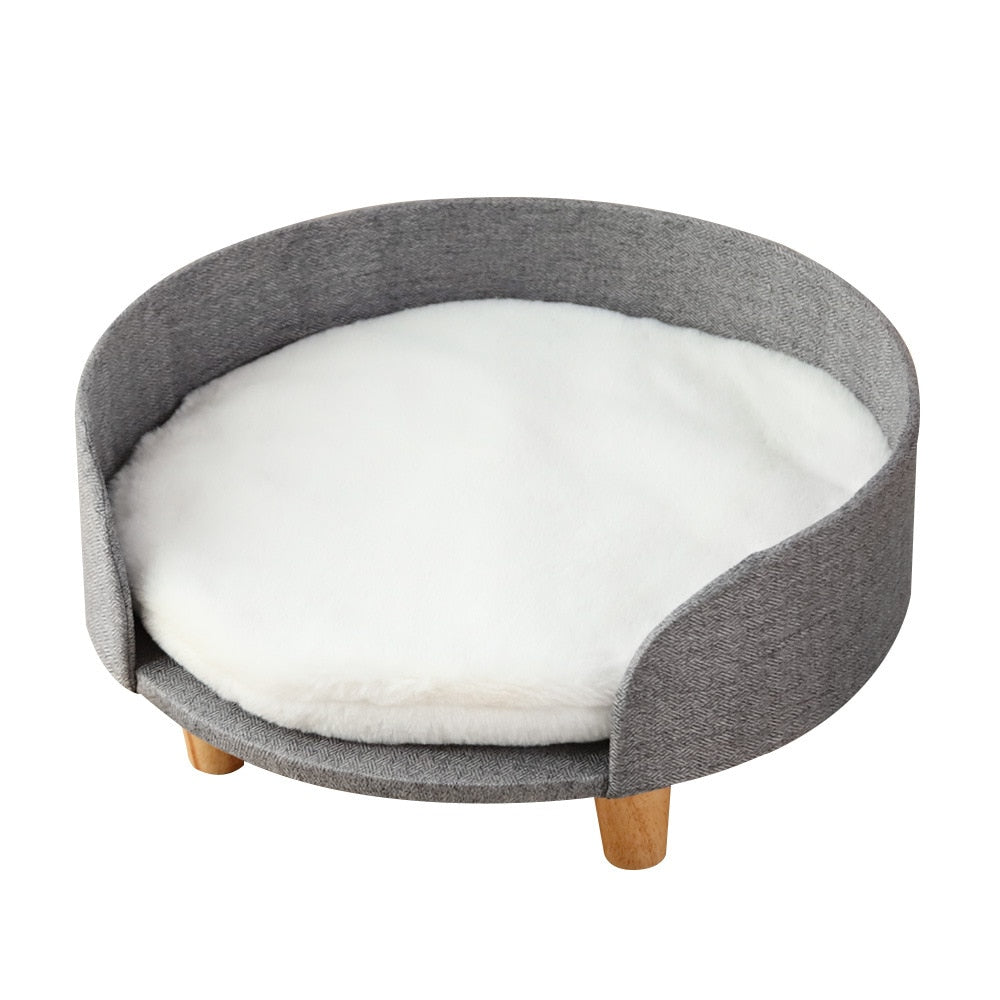 Pets Cat Dog Bed Soft For Warm Lambswool Wood Legs Beds Pet Cats House Nest Puppy Sleeping Comfortable Kennel Washable