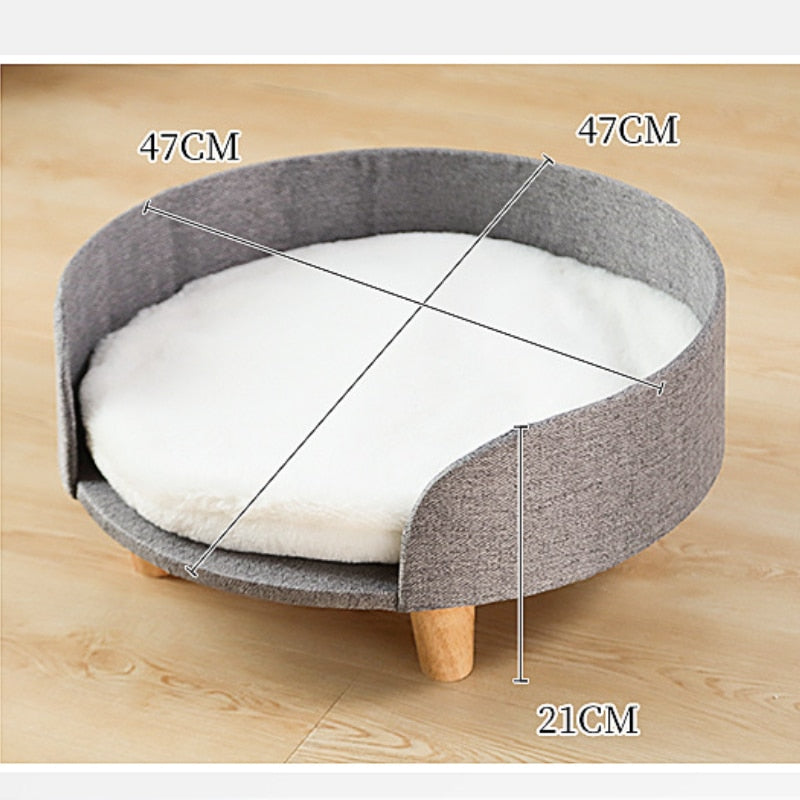 Pets Cat Dog Bed Soft For Warm Lambswool Wood Legs Beds Pet Cats House Nest Puppy Sleeping Comfortable Kennel Washable