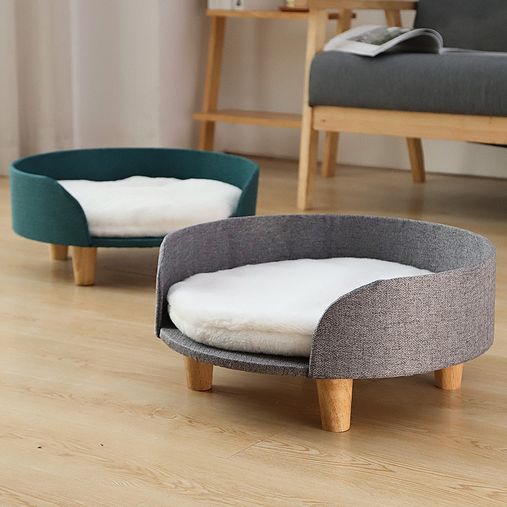 Pets Cat Dog Bed Soft For Warm Lambswool Wood Legs Beds Pet Cats House Nest Puppy Sleeping Comfortable Kennel Washable