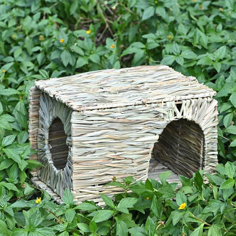 Foldable Woven Grass Pet Rabbit Hamster Guinea Pig Chinchilla Hedgehog Rutin Chicken Cage Nests House Chew Toy Dropshipping