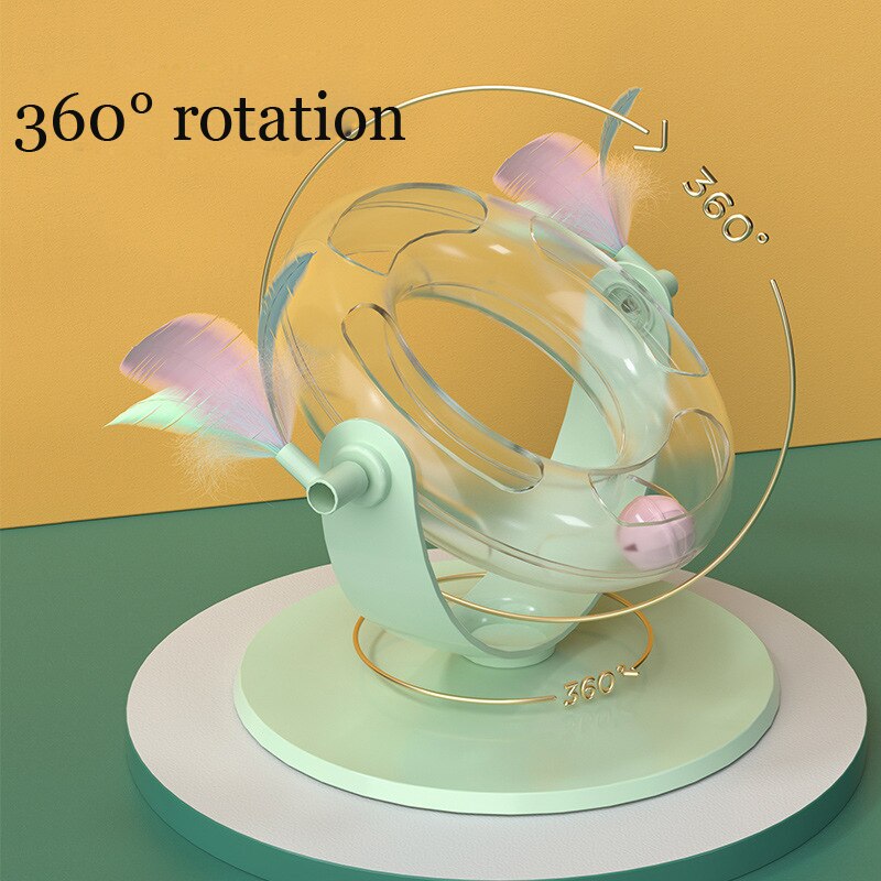 Cat Toy Funny Cat Stick Feather Toy Pet Self-Happy Spinning Track Toy Cat Scratching Board Boredom Relief Artifact With Bell