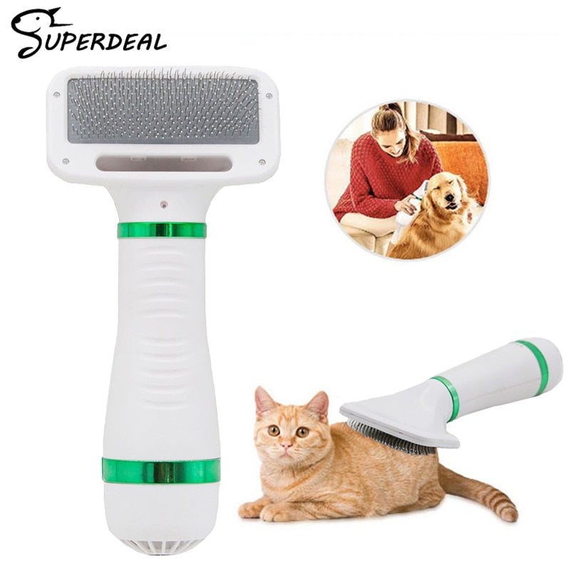 Pet Hair Dryer Portable 2 in 1 Dog Hair Dryer Home Pet Grooming Cat Hair Comb Dog Fur Blower Adjustable Temperature Pet Brush