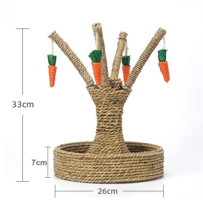 Rabbit Toy Tree Bunny Fun Chew Toy Pet Claw Grinding Board Rattan Grass Tree Play Carrot Toy For Small Animal Rabbit Stuff