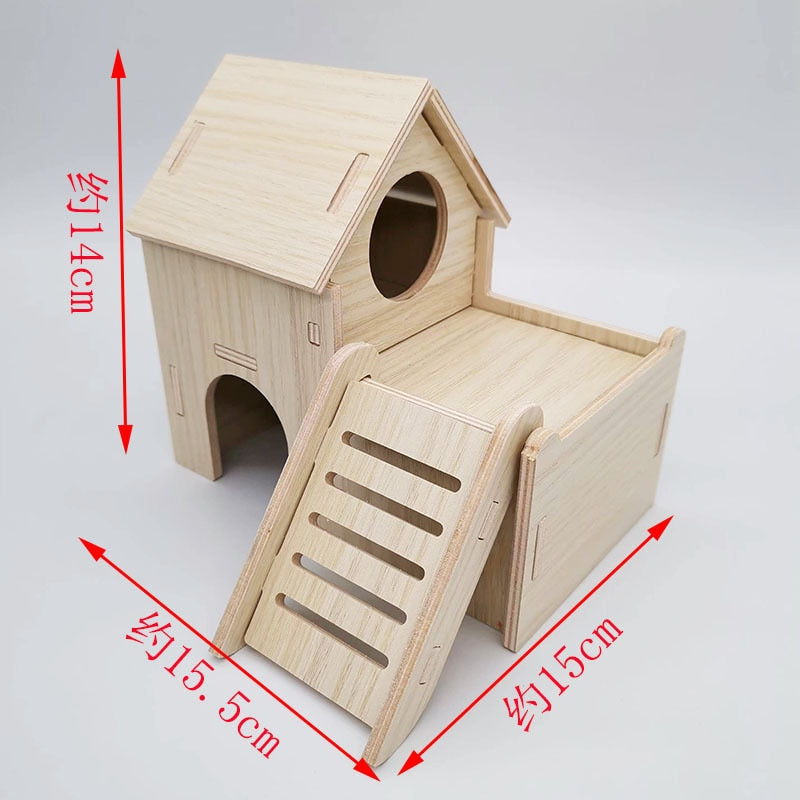 Hamster Squirrel Solid Wood Shelter Hedgehog Wooden House Golden Silk Bear Nest Dutch Pig Sleeping Room Rudin Chicken Big House