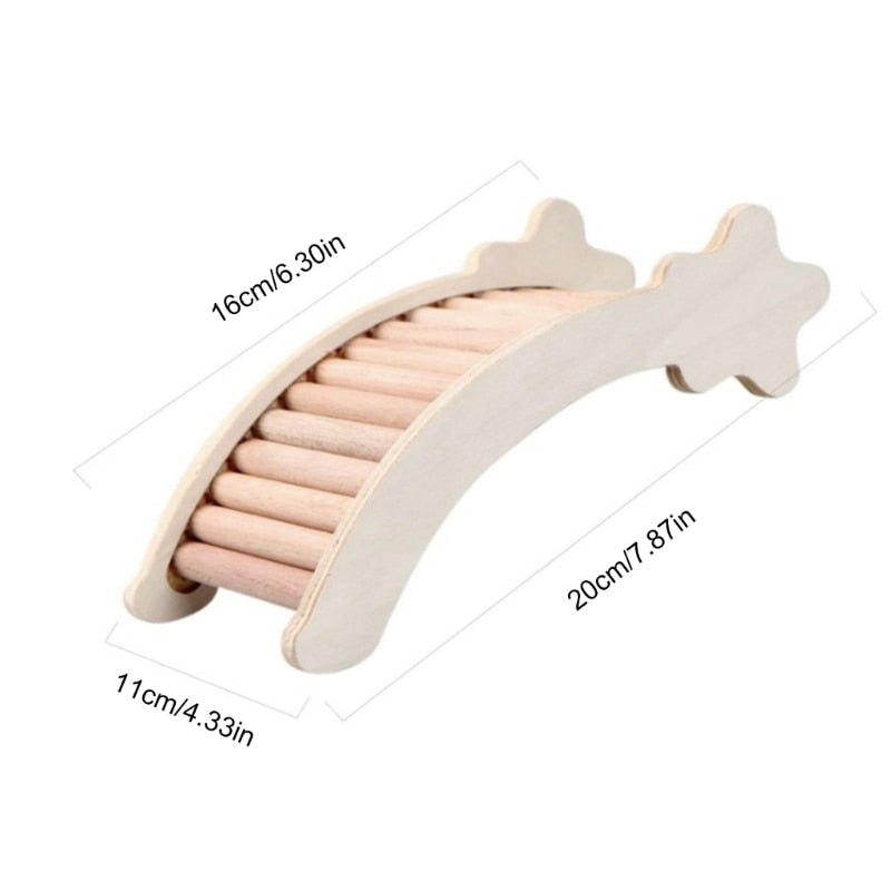 Wooden Pet Ladder Rabbit Climbing Bridge Toy Bird Nest Ladder Hamster House Accessories Chewing-Resistant Toy for Pet K5DC