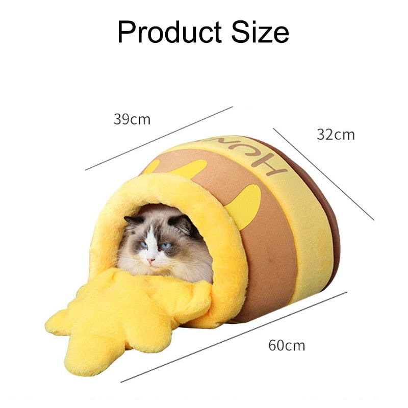 Cat Bed House Pet Accessories Four Seasons plush Mat Cats Cushion Basket Honey Jar Shape Pets Product For Small Cat Dog rabbit