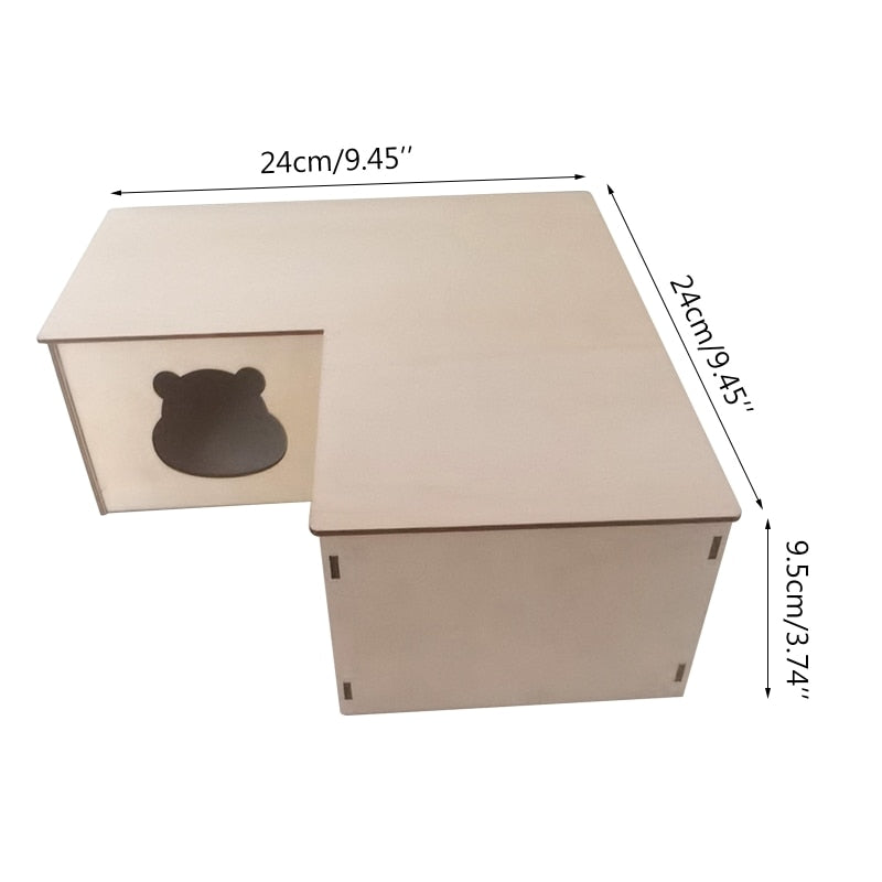 Hamster House with Multi Chambers Wooden Hideout Nesting Habitat for Gerbils Chinchillas Young Guinea Pigs Small Animals 667A