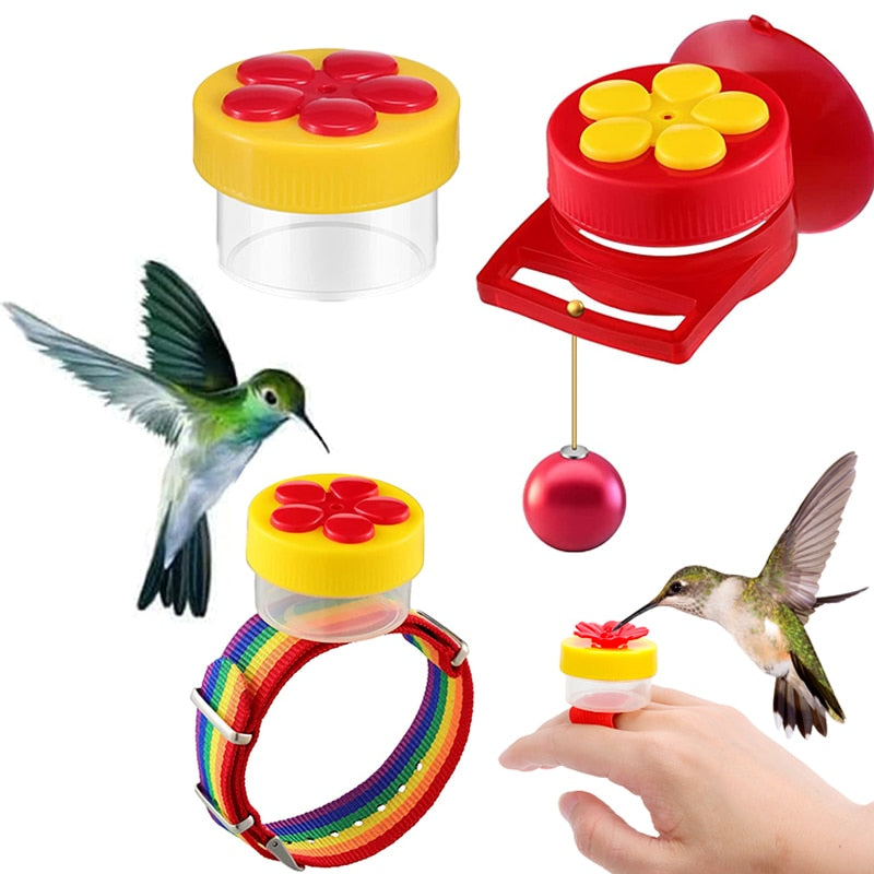 6 Style Hummingbird Hand Feeder Flower Hummingbird Mini Handheld Drinker Window Humming Outdoor Balcony Bird Feeders Supplies