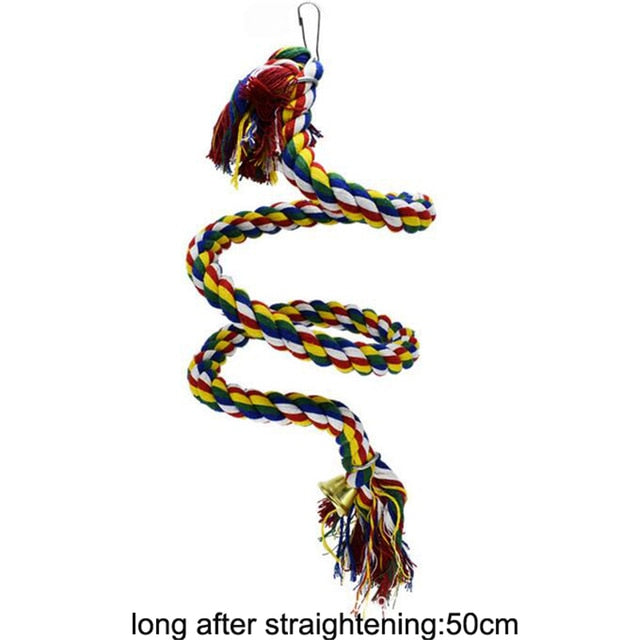 Parrots Toys Bird Swing Exercise Climbing Hanging Ladder Bridge Wooden Rainbow Pet Parrot Macaw Hammock Bird Toy With Bells