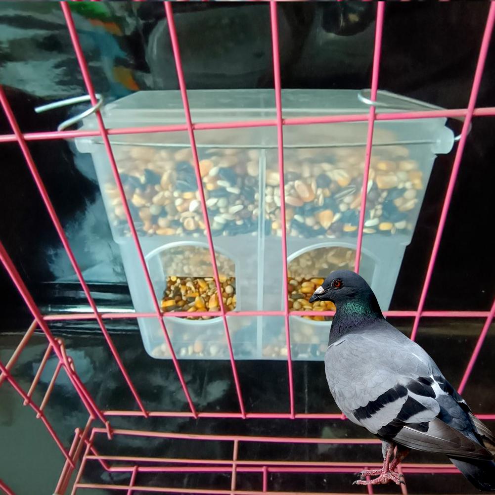 Pigeon Two Hole Hanging Cage Box Automatic Feeder Large Capacity Food Trough Food Storage Case Birds Supplies