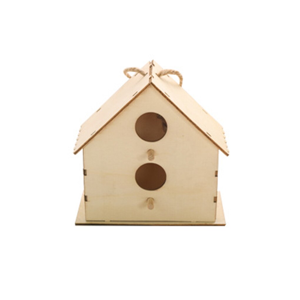 Bird Wood House with Lanyard Outdoor Unfinished DIY Accessory Pet Supplies Hanging Birdhouse for Outside Balcony