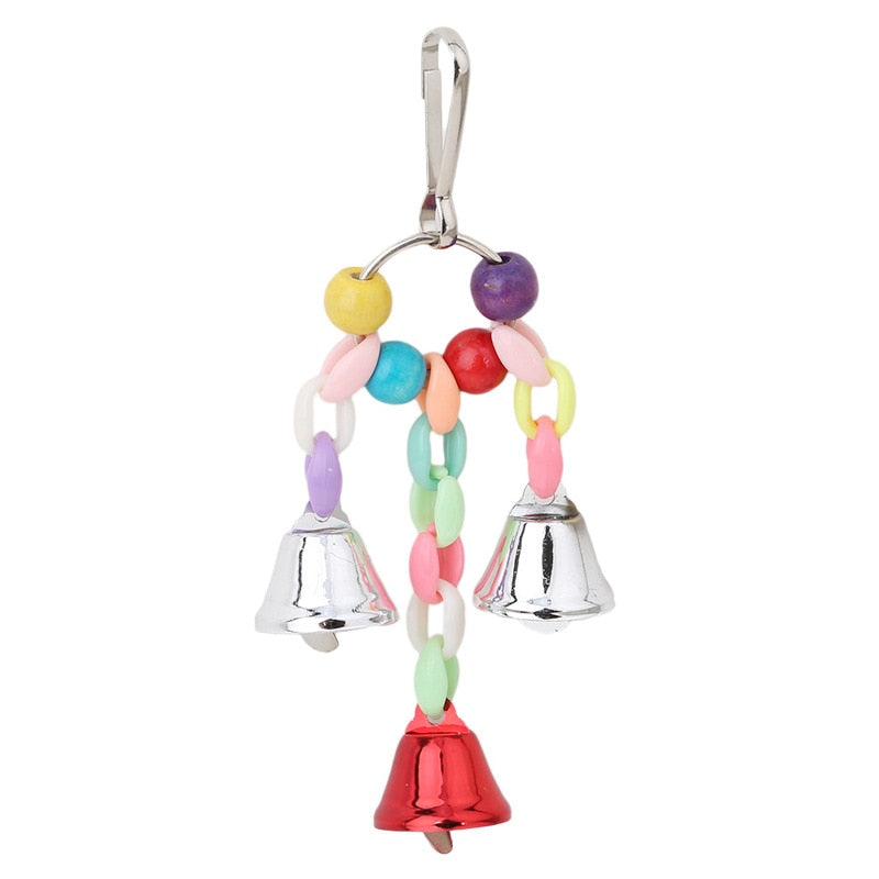 Parrots Toys Bird Swing Exercise Climbing Hanging Ladder Bridge Wooden Rainbow Pet Parrot Macaw Hammock Bird Toy With Bells