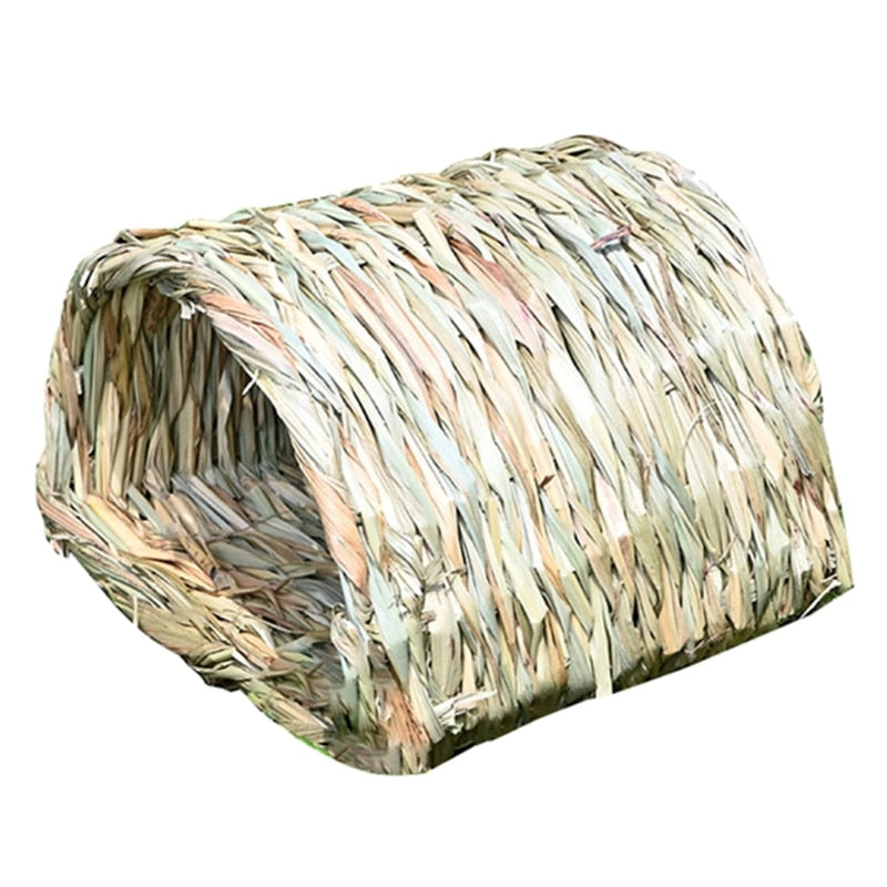 Rabbit Grass Bed Natural Straw Woven House Bunny Chew Toys Hay Nest Tunnel for Hamsters Chinchillas Mice Small Animals F10 22