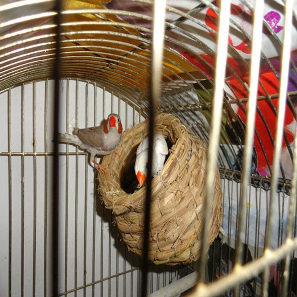1PC Parrot Nest Straw Bird Nest Natural Handmade Warm Pigeon House Bedroom Courtyard Bird Cages Supplies Bird Cage Accessories