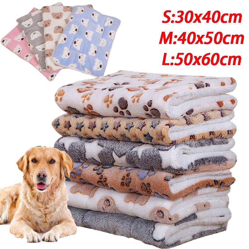 Soft Flannel Pet Blanket Pad Thickened Pet Fleece Bed Mat for Puppy Dog Cat Sofa Cushion Keep Warm Cats Sleeping Cover Home Rug
