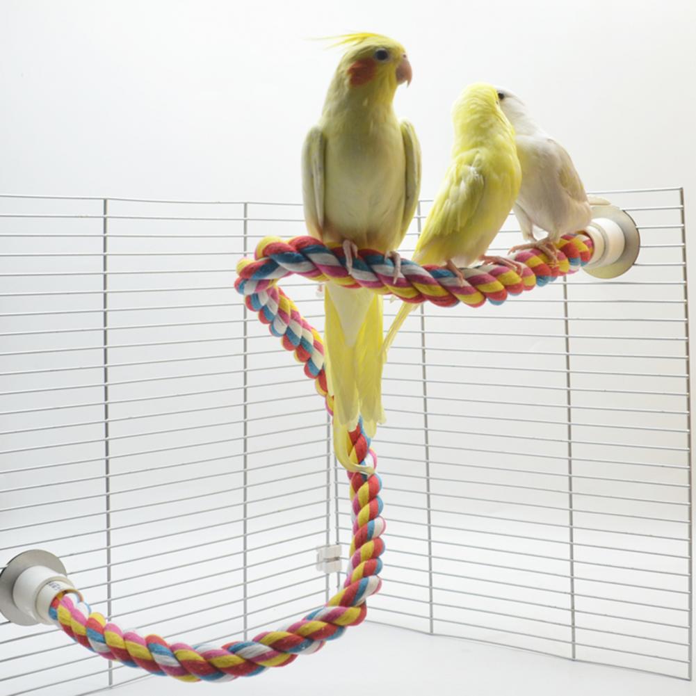 Bird Bite Toy Multi-color Parrot Standing Woven Rope Toy Bird Chew Toy Bendable Pet Parrot Standing Perches For Parakeet