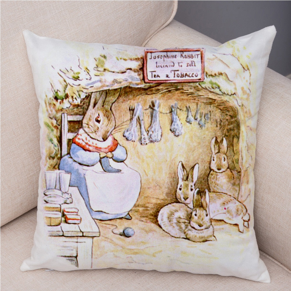 Cute Cartoon Rabbit Soft Plush Cushion Cover for Sofa Home Children Room Decor Fairy Tale Animal Pillowcase Pillow Case Covers