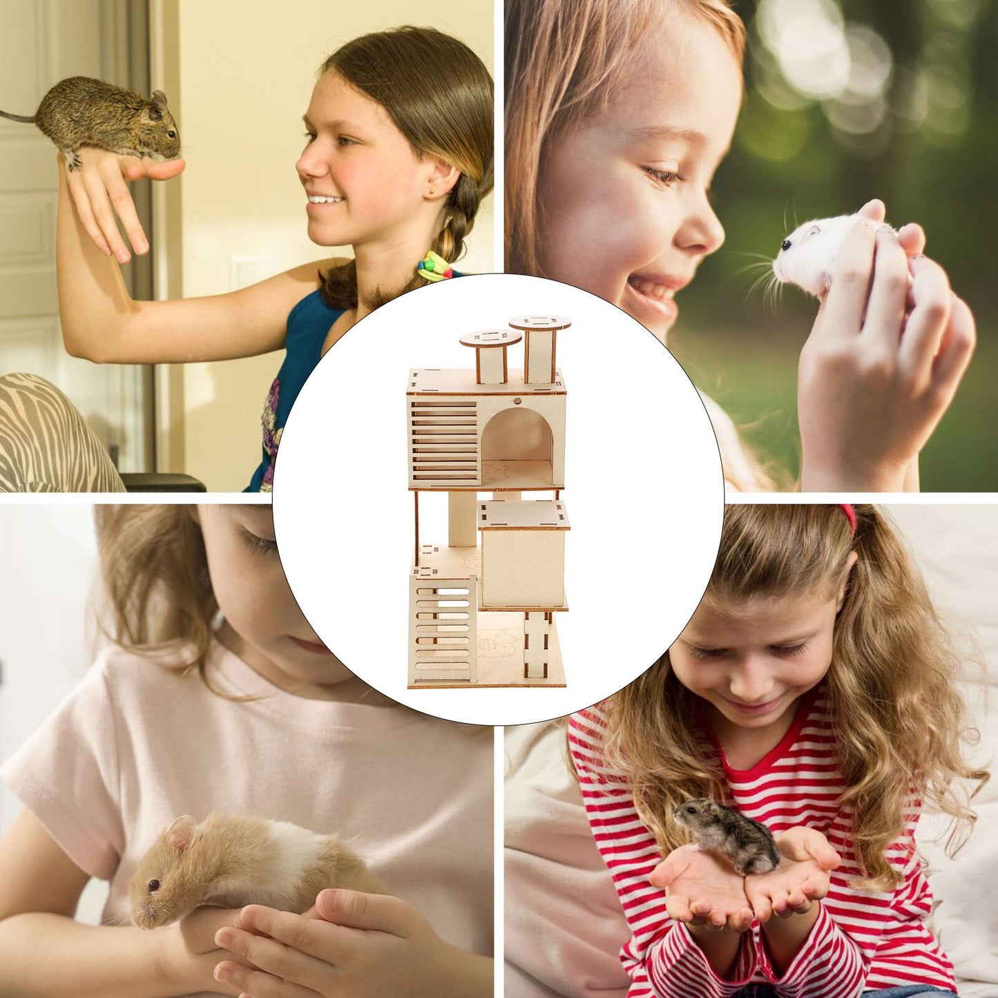 Hamster Ladder Small House Animal Wooden Playground Wood Chinchilla Cage Platform Hideout Accessories Hedgehog Rat Stand Ramp