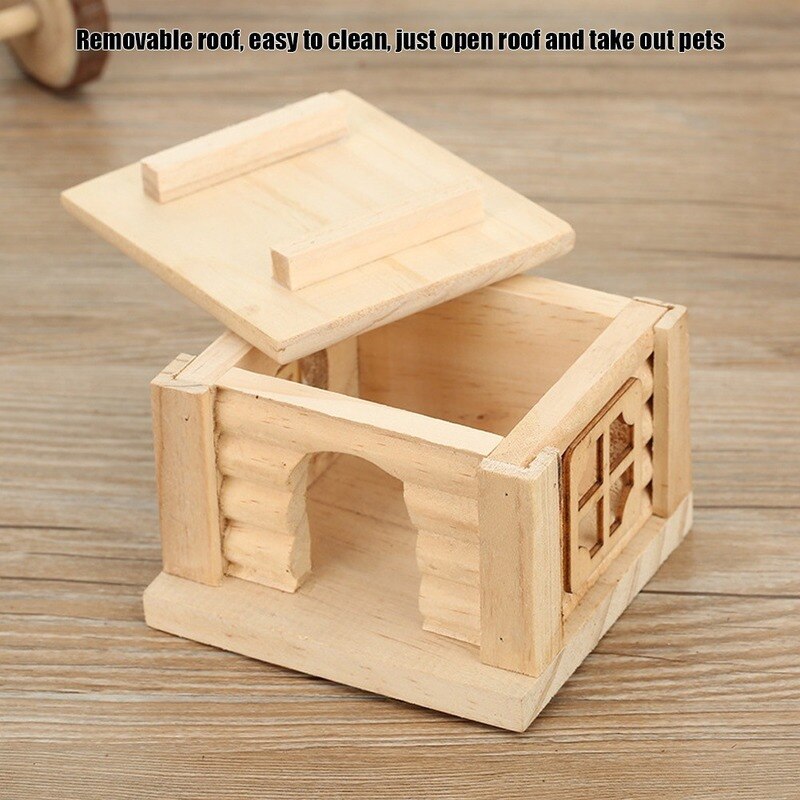 Pet Hamster Wooden House Hut Small Animal Rabbit Mouse Hideout Cage Gerbil Chalet Mice Room Nest Hamster Cage toy Supplies