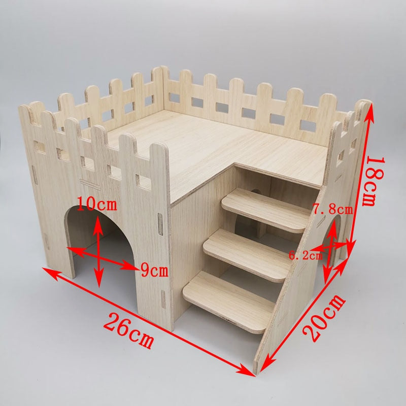 Hamster Squirrel Solid Wood Shelter Hedgehog Wooden House Golden Silk Bear Nest Dutch Pig Sleeping Room Rudin Chicken Big House