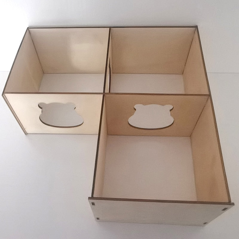 Hamster House with Multi Chambers Wooden Hideout Nesting Habitat for Gerbils Chinchillas Young Guinea Pigs Small Animals 667A