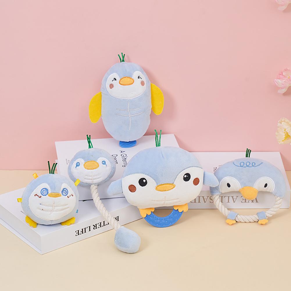 Pet Dog Cartoon Penguin Shape Plush Toy Bite-resistant Cotton Rope Pet Chew Squeak Toys Pet Products