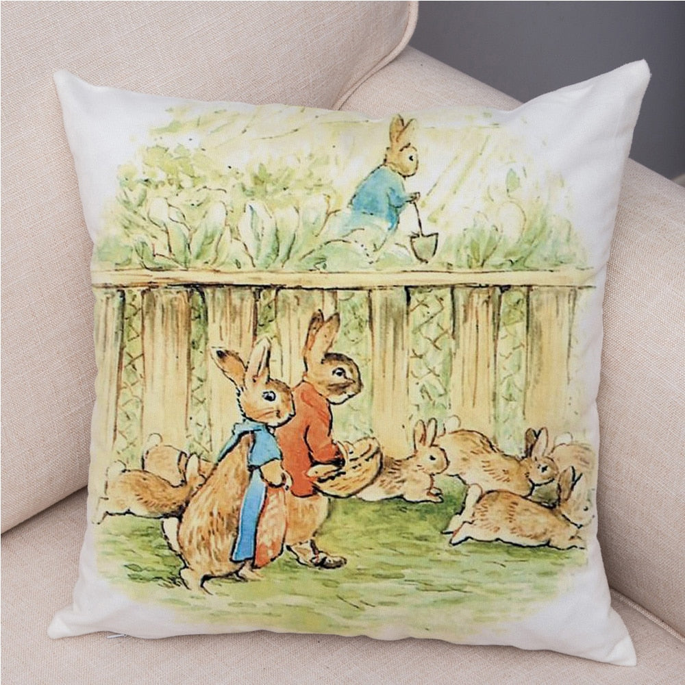 Cute Cartoon Rabbit Soft Plush Cushion Cover for Sofa Home Children Room Decor Fairy Tale Animal Pillowcase Pillow Case Covers