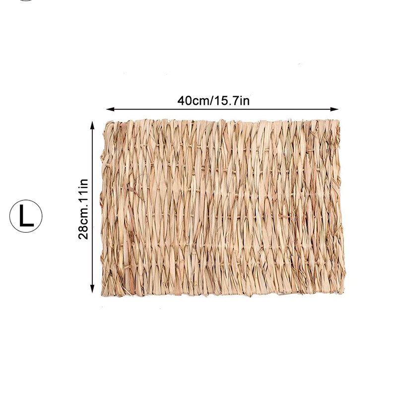 Rabbit Grass Chew Mat Small Animal Hamster Cage Bed House Pad Woven Straw Mat For Hamster Guinea Pig Pet House Cage Accessories