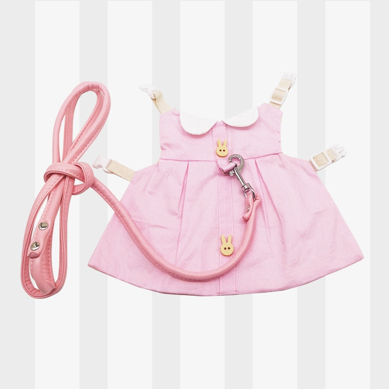 Cute Bunny Pet Vest Accessories Outdoor Leash Rabbit Clothes Harness Strap Leash for Rabbit Dress Clothes Harness for Rabbit