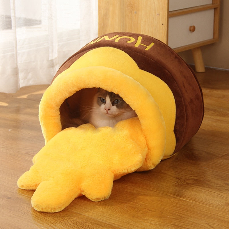 Cat Bed House Pet Accessories Four Seasons plush Mat Cats Cushion Basket Honey Jar Shape Pets Product For Small Cat Dog rabbit
