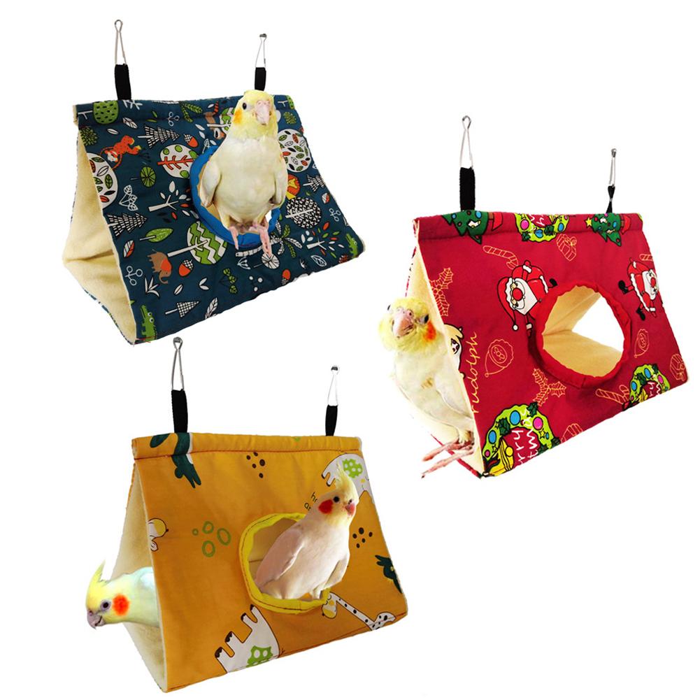 Pet Bird Parrot Triangle Hanging Cave Warm Hammock Sleeping Nest With Hole For Sleeping Hatching