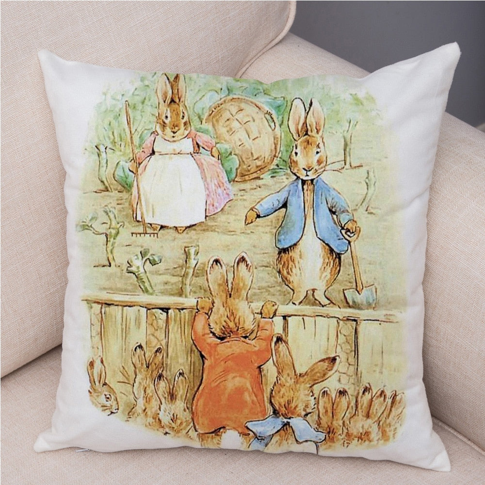 Cute Cartoon Rabbit Soft Plush Cushion Cover for Sofa Home Children Room Decor Fairy Tale Animal Pillowcase Pillow Case Covers