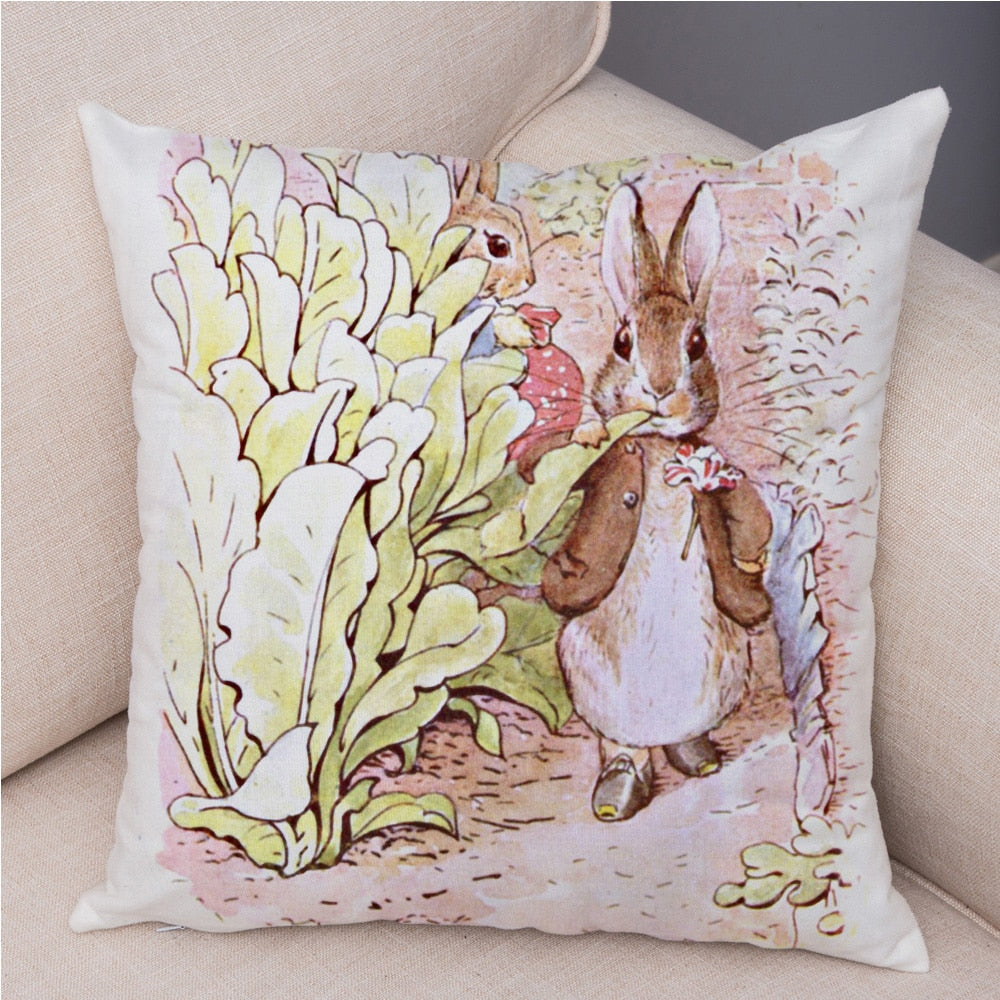 Cute Cartoon Rabbit Soft Plush Cushion Cover for Sofa Home Children Room Decor Fairy Tale Animal Pillowcase Pillow Case Covers