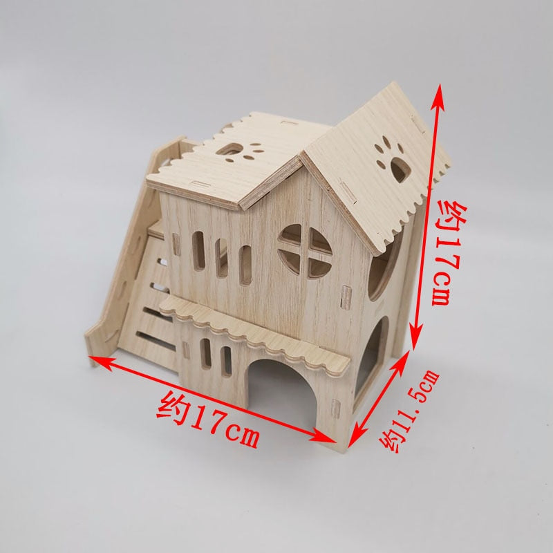 Hamster Squirrel Solid Wood Shelter Hedgehog Wooden House Golden Silk Bear Nest Dutch Pig Sleeping Room Rudin Chicken Big House