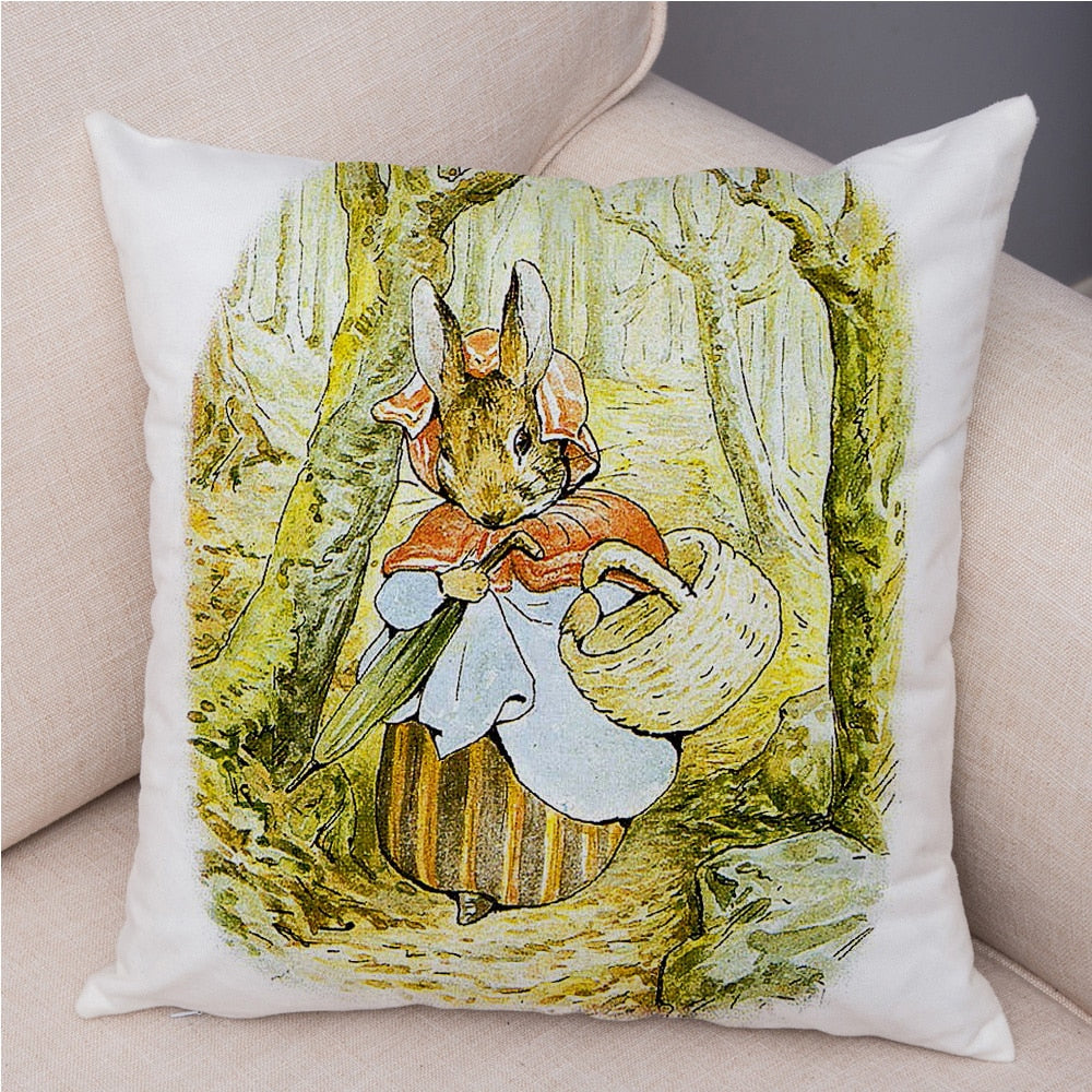 Cute Cartoon Rabbit Soft Plush Cushion Cover for Sofa Home Children Room Decor Fairy Tale Animal Pillowcase Pillow Case Covers
