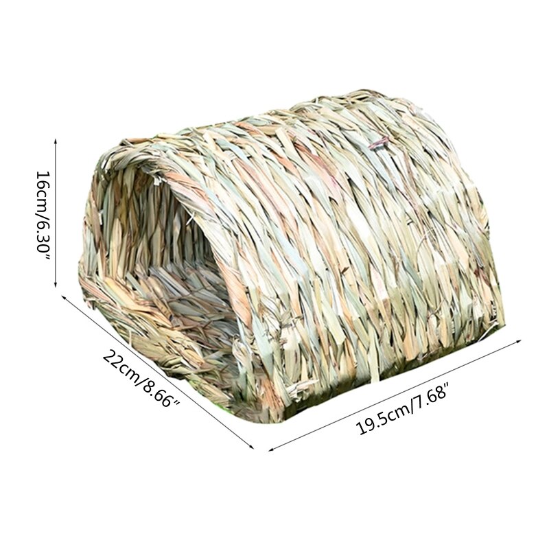 Rabbit Grass Bed Natural Straw Woven House Bunny Chew Toys Hay Nest Tunnel for Hamsters Chinchillas Mice Small Animals F10 22